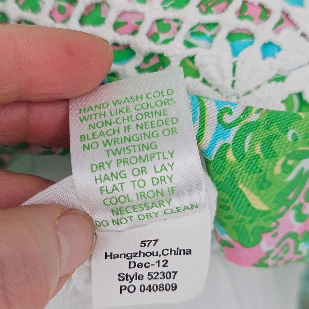 Lilly Pulitzer Jordan Strapless Dress 2 Chomp Chomp Green Pink Lace Trim - Picture 11 of 14